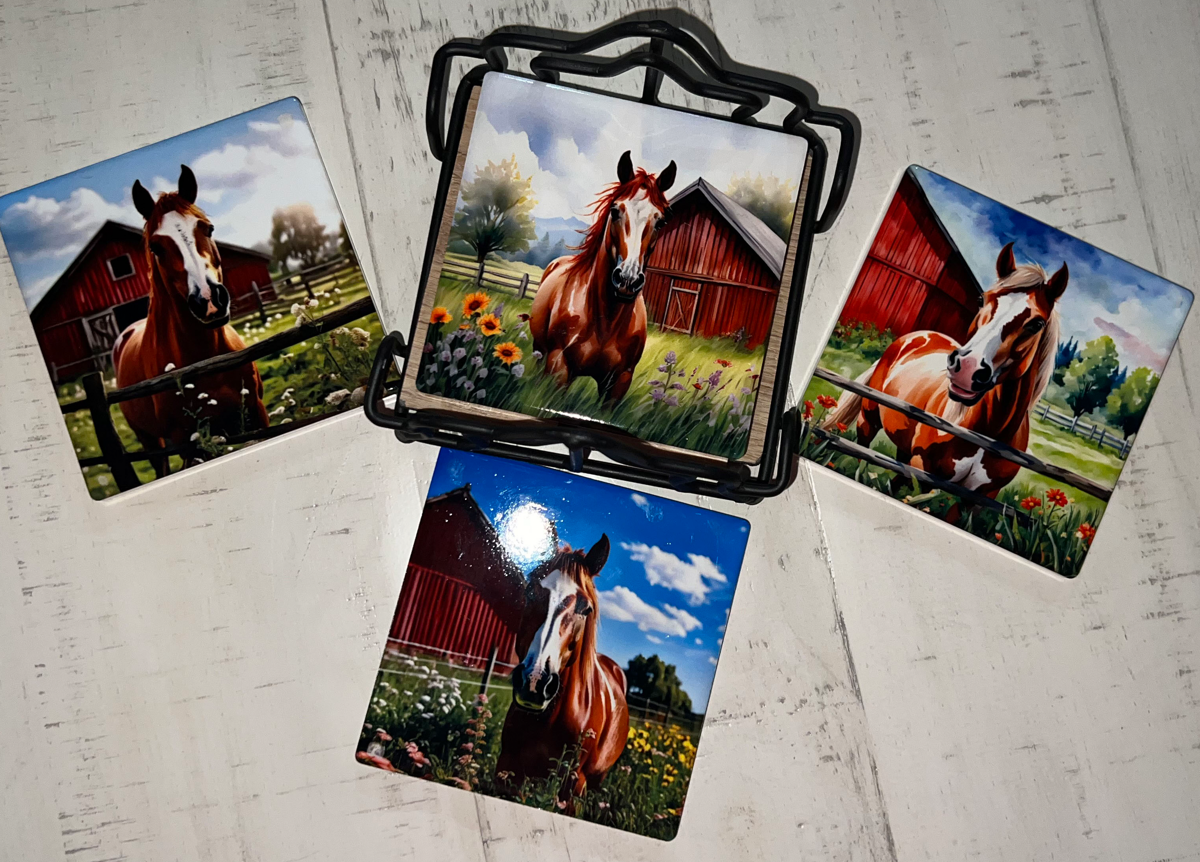 Custom Ceramic Coaster Set with Stand